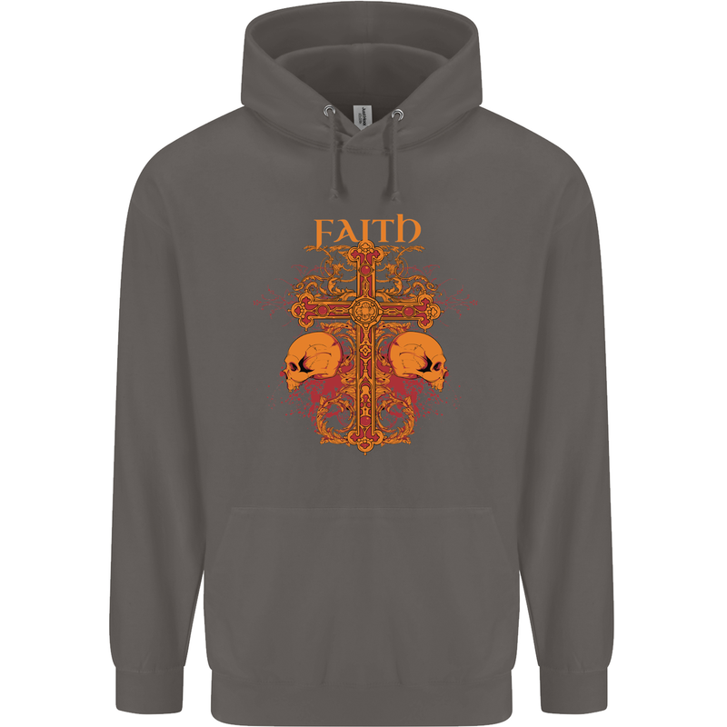 Faith Demonic Skulls Gothic Heavy Metal Mens 80% Cotton Hoodie Charcoal