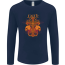 Faith Demonic Skulls Gothic Heavy Metal Mens Long Sleeve T-Shirt Navy Blue