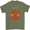 Faith Demonic Skulls Gothic Heavy Metal Mens T-Shirt Cotton Gildan Military Green