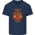 Faith Demonic Skulls Gothic Heavy Metal Mens V-Neck Cotton T-Shirt Navy Blue