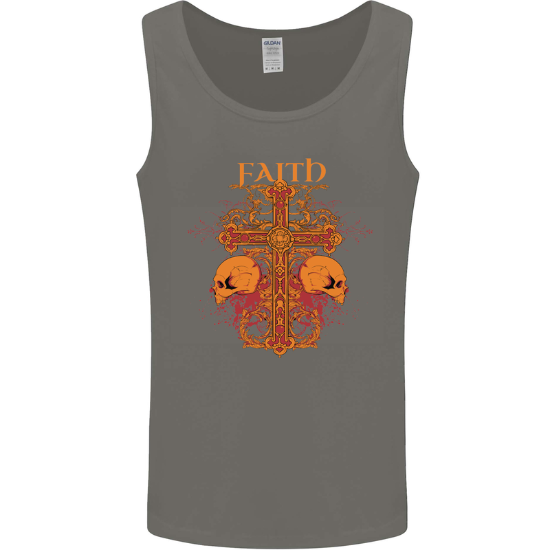 Faith Demonic Skulls Gothic Heavy Metal Mens Vest Tank Top Charcoal