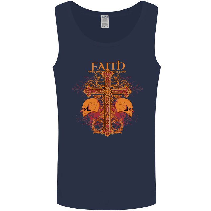 Faith Demonic Skulls Gothic Heavy Metal Mens Vest Tank Top Navy Blue