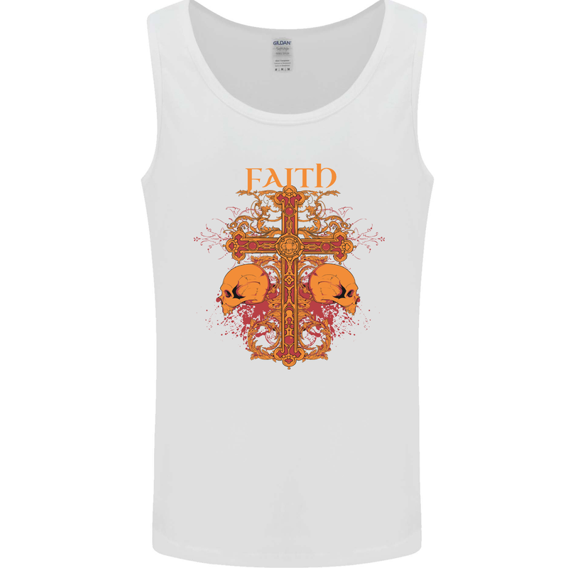 Faith Demonic Skulls Gothic Heavy Metal Mens Vest Tank Top White