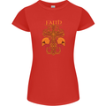 Faith Demonic Skulls Gothic Heavy Metal Womens Petite Cut T-Shirt Red