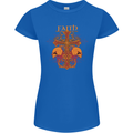Faith Demonic Skulls Gothic Heavy Metal Womens Petite Cut T-Shirt Royal Blue