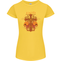 Faith Demonic Skulls Gothic Heavy Metal Womens Petite Cut T-Shirt Yellow