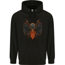 Fallen Angel Skull Demon Wing Flames Childrens Kids Hoodie Black