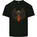 Fallen Angel Skull Demon Wing Flames Kids T-Shirt Childrens Black