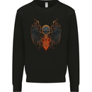 Fallen Angel Skull Demon Wing Flames Mens Sweatshirt Jumper Black