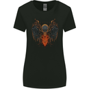 Fallen Angel Skull Demon Wing Flames Womens Wider Cut T-Shirt Black