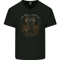 Fantasy Chimera Greek Mythology Gothic Mens V-Neck Cotton T-Shirt Black