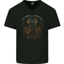Fantasy Chimera Greek Mythology Gothic Mens V-Neck Cotton T-Shirt Black