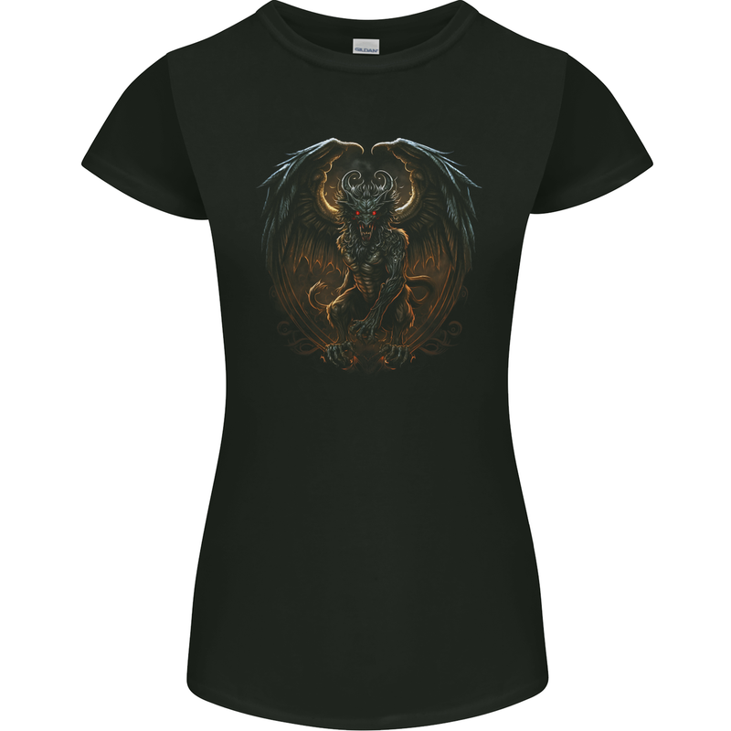 Fantasy Chimera Greek Mythology Gothic Womens Petite Cut T-Shirt Black