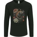 Fantasy Dragon Fish With Roses Mens Long Sleeve T-Shirt Black