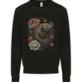 Fantasy Dragon Fish With Roses Mens Sweatshirt Jumper Black