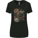 Fantasy Dragon Fish With Roses Womens Wider Cut T-Shirt Black