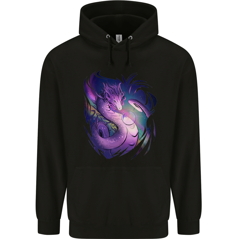 Fantasy Dragon Mens 80% Cotton Hoodie Black