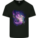 Fantasy Dragon Mens V-Neck Cotton T-Shirt Black
