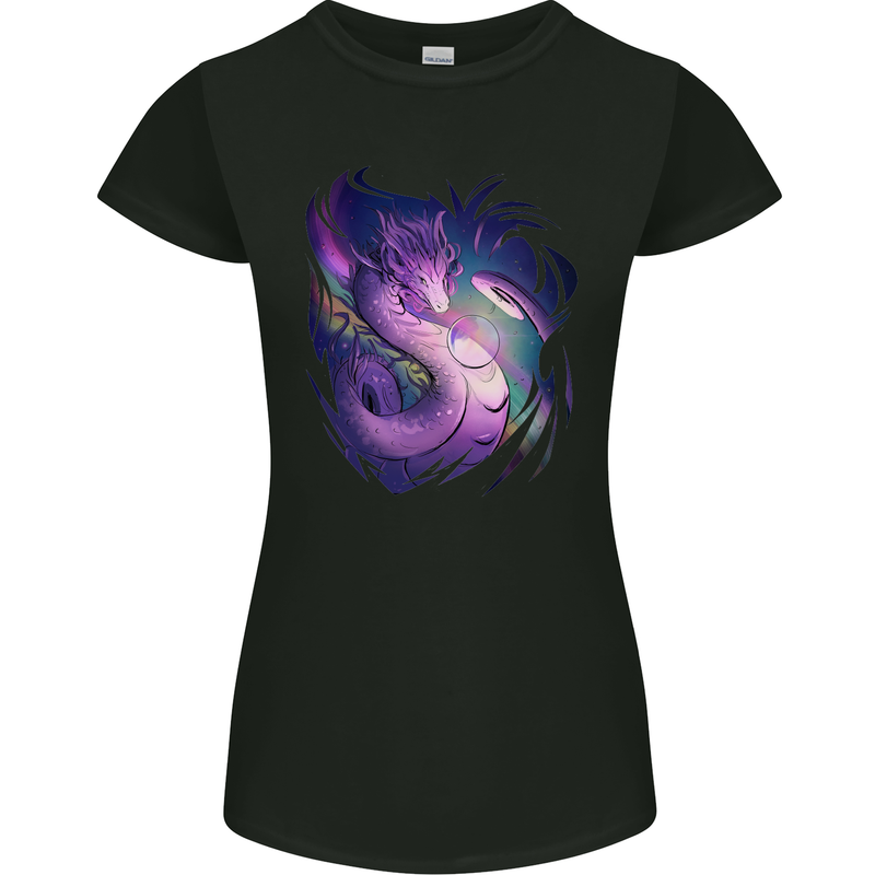 Fantasy Dragon Womens Petite Cut T-Shirt Black