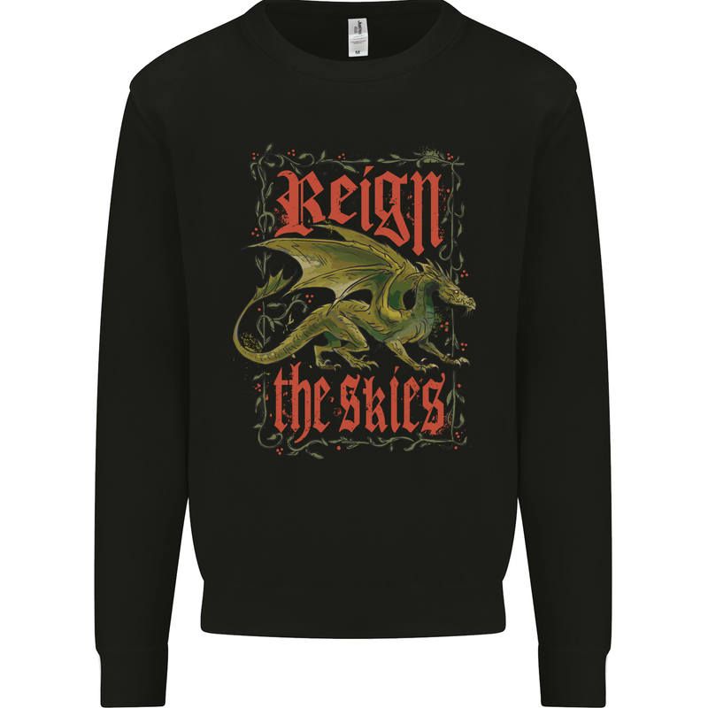 Fantasy Dragons Reign the Skies Mens Sweatshirt Jumper Black