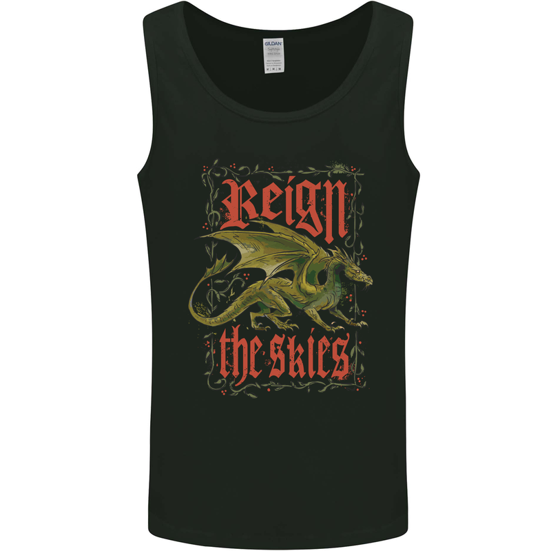 Fantasy Dragons Reign the Skies Mens Vest Tank Top Black