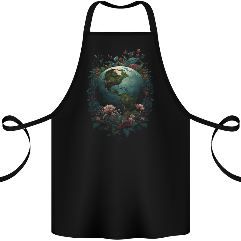 Fantasy Earth Climate Change Environment Cotton Apron 100% Organic Black