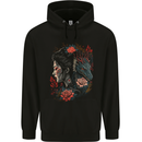 Fantasy Geisha Girl With Dragon & Roses Childrens Kids Hoodie Black