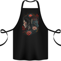 Fantasy Geisha Girl With Dragon & Roses Cotton Apron 100% Organic Black