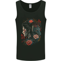 Fantasy Geisha Girl With Dragon & Roses Mens Vest Tank Top Black