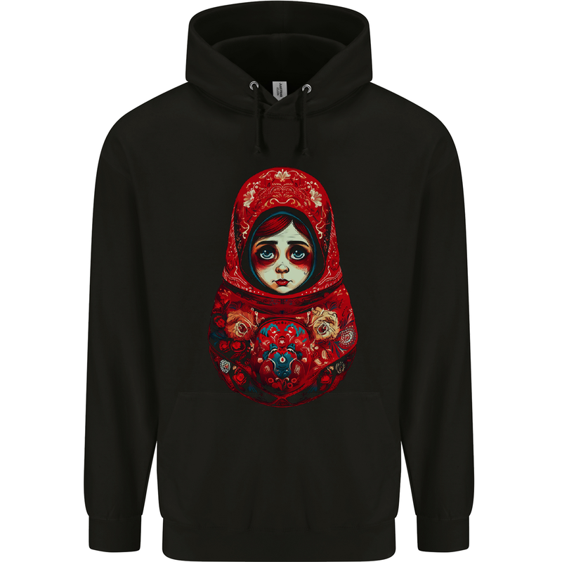 Fantasy Matryoshka Doll Russian Girl Childrens Kids Hoodie Black