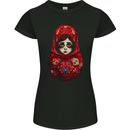 Fantasy Matryoshka Doll Russian Girl Womens Petite Cut T-Shirt Black