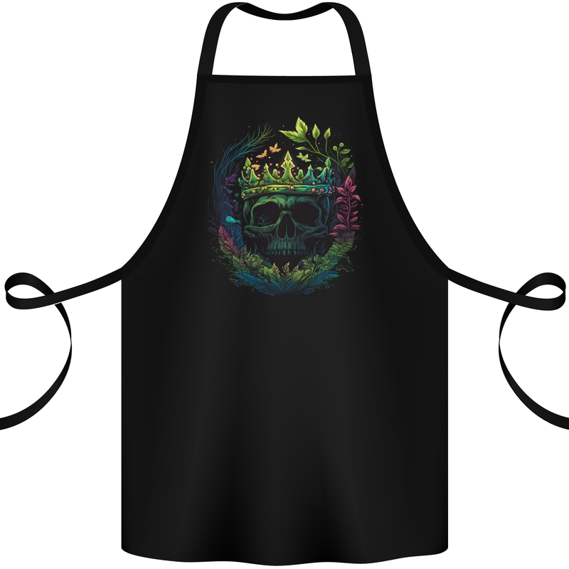 Fantasy Skull King in a Reath Cotton Apron 100% Organic Black