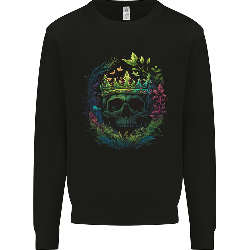 Fantasy Skull King in a Reath Kids Sweatshirt Jumper Black