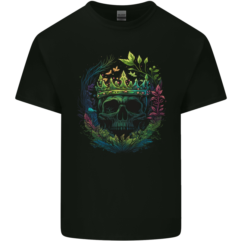 Fantasy Skull King in a Reath Kids T-Shirt Childrens Black