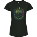 Fantasy Skull King in a Reath Womens Petite Cut T-Shirt Black
