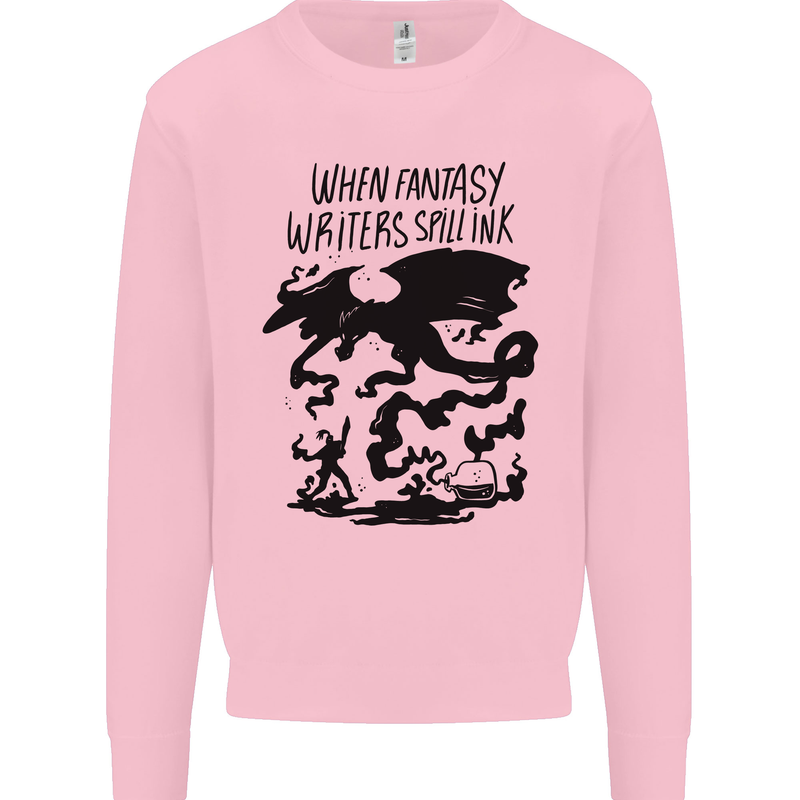 Fantasy Writer Author Novelist Dragons Kids Sweatshirt Jumper Light Pink