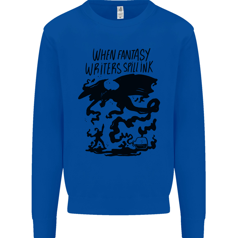 Fantasy Writer Author Novelist Dragons Kids Sweatshirt Jumper Royal Blue
