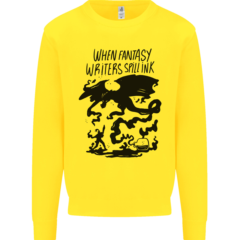 Fantasy Writer Author Novelist Dragons Kids Sweatshirt Jumper Yellow