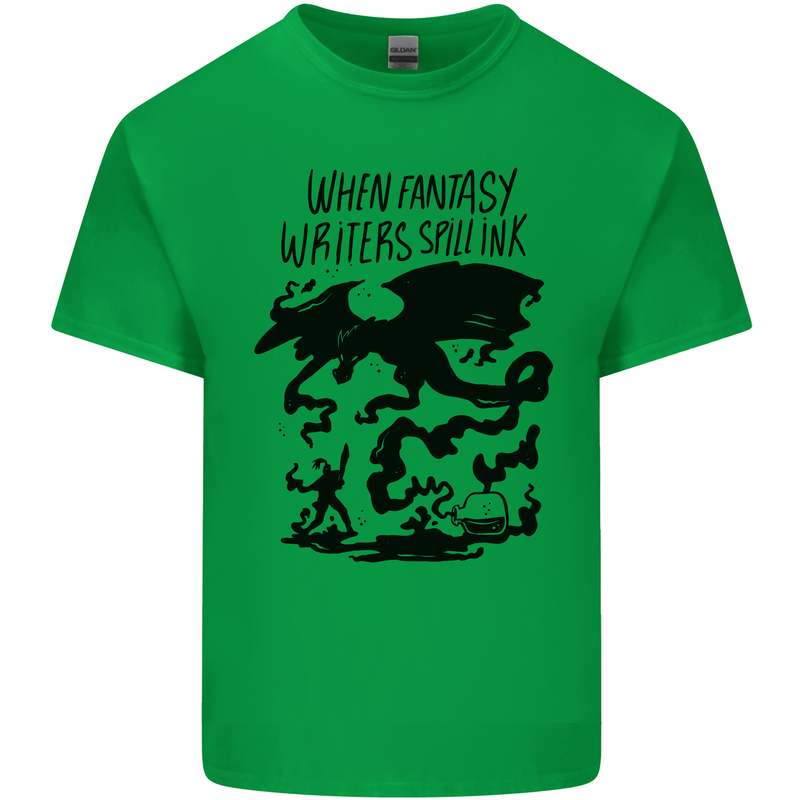 Fantasy Writer Author Novelist Dragons Mens Cotton T-Shirt Tee Top Irish Green