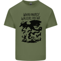 Fantasy Writer Author Novelist Dragons Mens Cotton T-Shirt Tee Top Military Green
