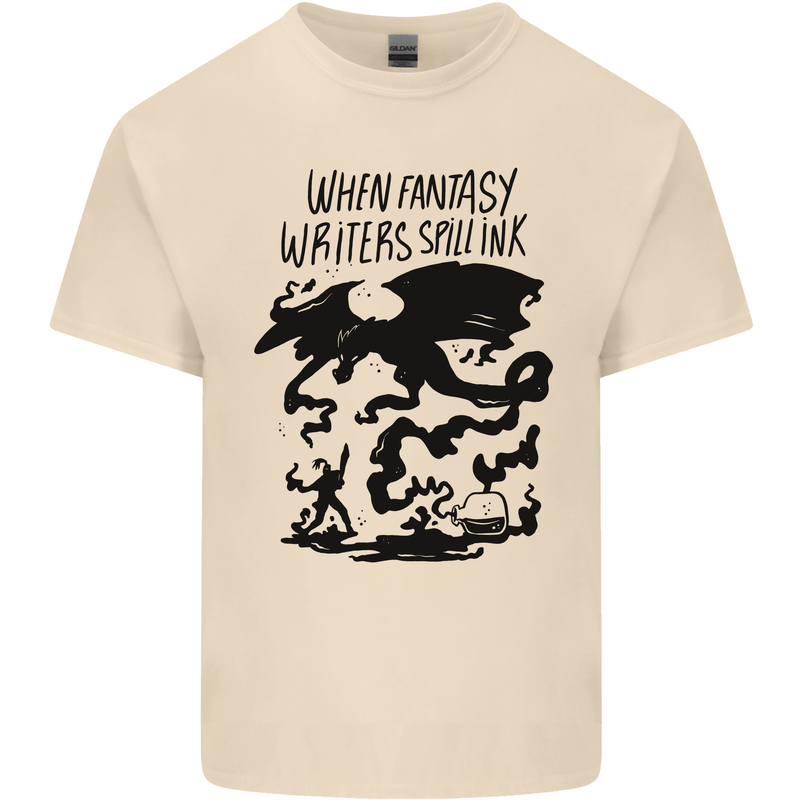 Fantasy Writer Author Novelist Dragons Mens Cotton T-Shirt Tee Top Natural