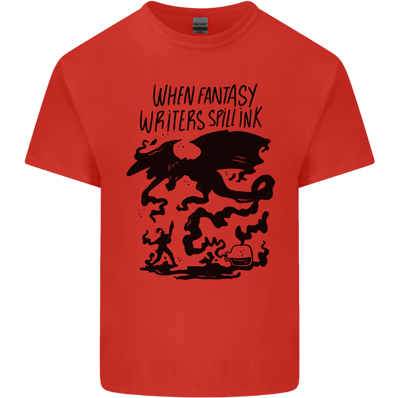 Fantasy Writer Author Novelist Dragons Mens Cotton T-Shirt Tee Top Red