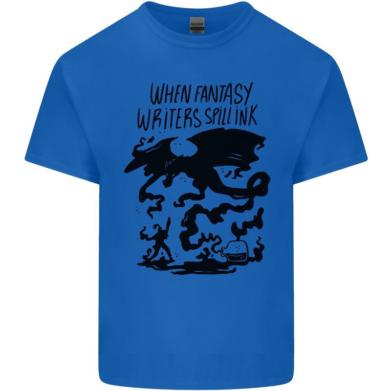 Fantasy Writer Author Novelist Dragons Mens Cotton T-Shirt Tee Top Royal Blue