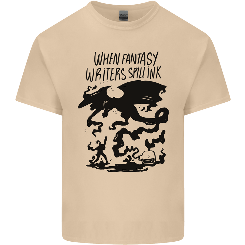 Fantasy Writer Author Novelist Dragons Mens Cotton T-Shirt Tee Top Sand
