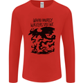Fantasy Writer Author Novelist Dragons Mens Long Sleeve T-Shirt Red