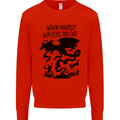Fantasy Writer Author Novelist Dragons Mens Sweatshirt Jumper Bright Red