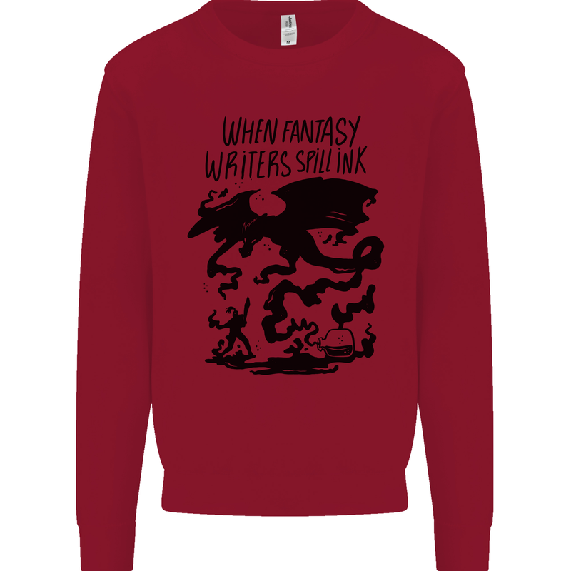 Fantasy Writer Author Novelist Dragons Mens Sweatshirt Jumper Red