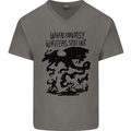 Fantasy Writer Author Novelist Dragons Mens V-Neck Cotton T-Shirt Charcoal