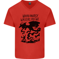 Fantasy Writer Author Novelist Dragons Mens V-Neck Cotton T-Shirt Red