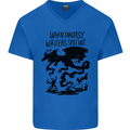 Fantasy Writer Author Novelist Dragons Mens V-Neck Cotton T-Shirt Royal Blue